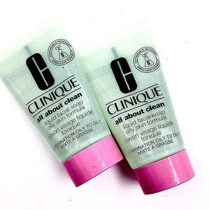 2 X CLINIQUE ALL ABOUT CLEAN LIQUID FACIAL SOAP OILY FORMULA SET OF 2 X 1 OZ.